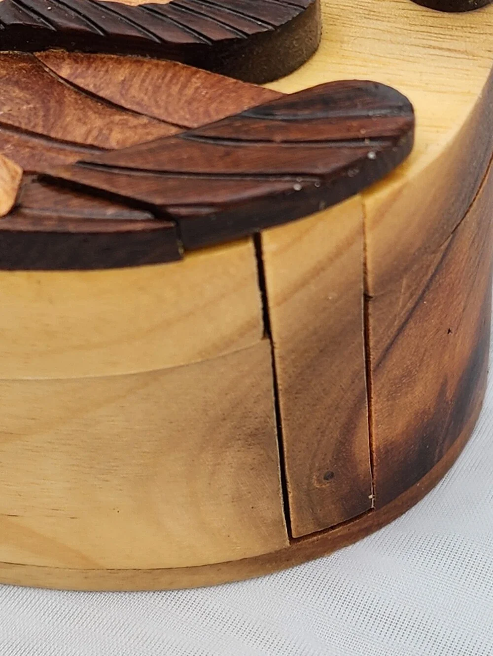 Carver Dan Angel Puzzle Box Hand Carved Wood Trinket Box 6.5
